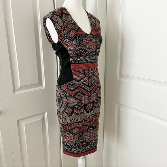 Desigual Dunia Aztec Bodycon Mini Dress Slimming Panels Small Tribal Chic Small - Picture 7 of 16